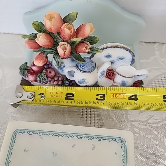 A.Richesco Co. Handpainted Set of 4 Square Coaster and Holder Vintage - Picture 12 of 12